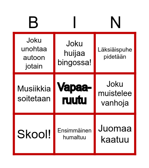 Pikkujoulu Bingo Card