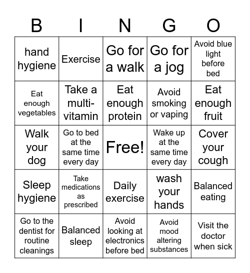 Please skill Bingo Card