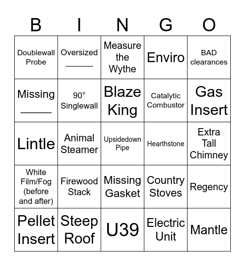 Alan's Chimney Sweep Bingo Card