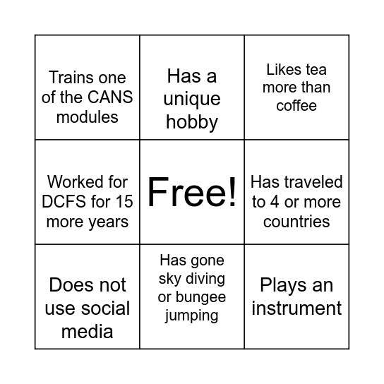 Find a Coworker Who... Bingo Card