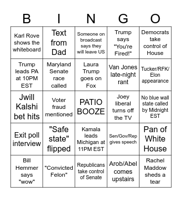 Election 2024 Bingo Card