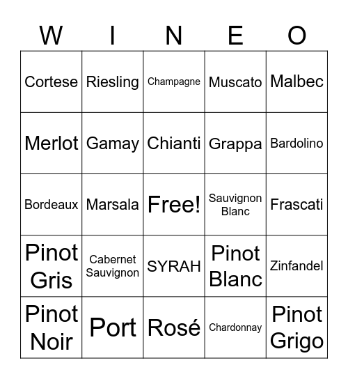 BKO-WINEO Bingo Card