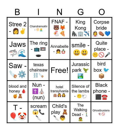 Halloween Bingo Card