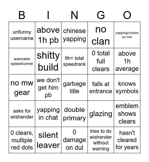 Untitled Bingo Card
