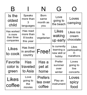 Life Bingo Card