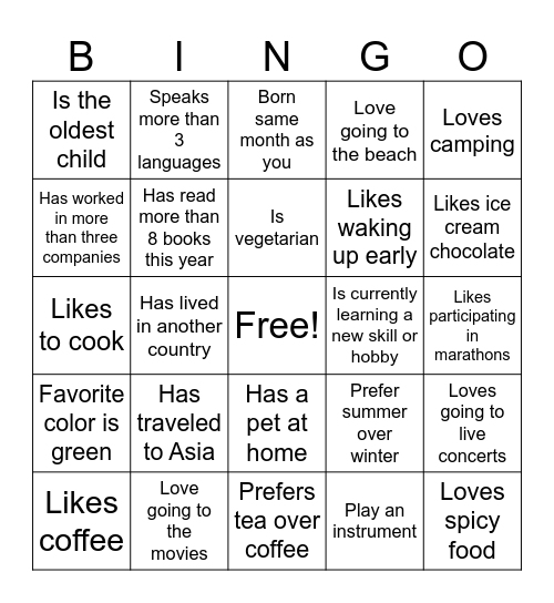 Life Bingo Card