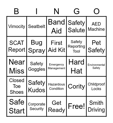 Safety Bingo Card