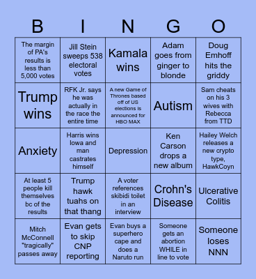 Election Night Bingo Card