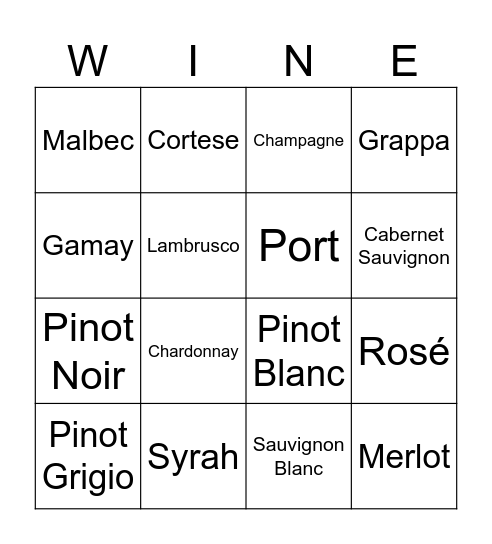 BKO-WINEO Bingo Card