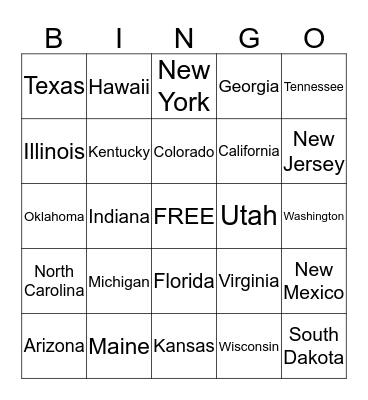 Road Trip License Plate BINGO Card