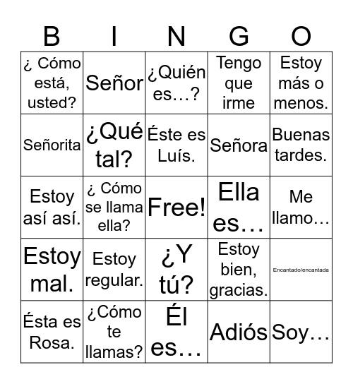 Chapter 1; Vocabulary 1 Bingo Card
