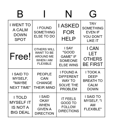 I CAN BE FLEXIBLE! Bingo Card