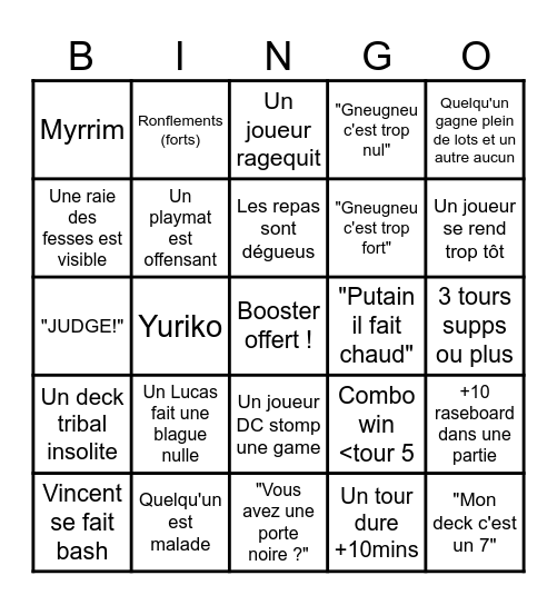 événement MTG Bingo Card