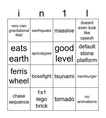 GRAB VR caseoh bingo (by SierVR) Bingo Card