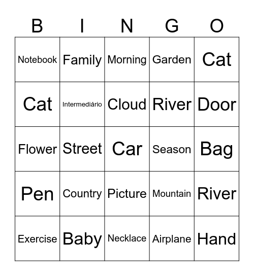 INGLÊS Bingo Card