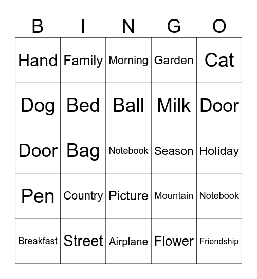 INGLÊS Bingo Card