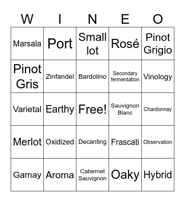 BKO-WINEO Bingo Card