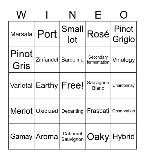 BKO-WINEO Bingo Card