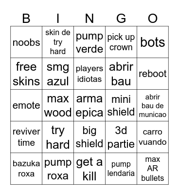 fortnite Bingo Card