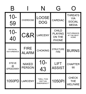 911 DISPATCHER Thanksgiving Bingo Card