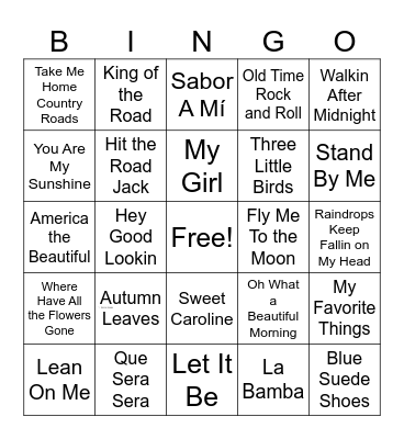 Love, Music, and Gratitude Bingo Card
