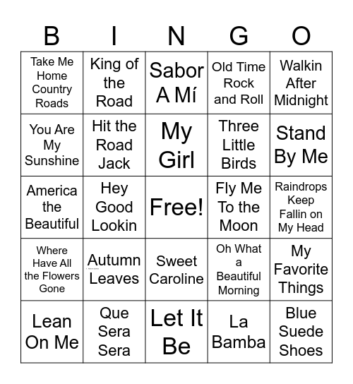 Love, Music, and Gratitude Bingo Card