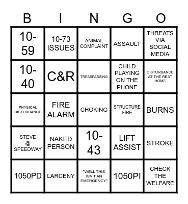 911 DISPATCHER Thanksgiving Bingo Card