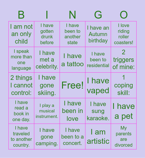 I have... Bingo Card