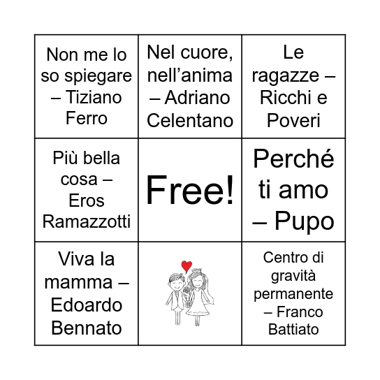 Bingo Song Bingo Card