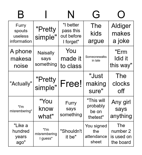 Erm Math Bingo Card