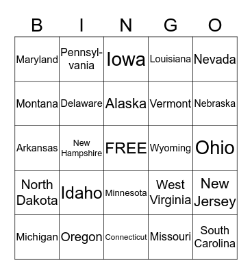 Road Trip License Plate BINGO Card