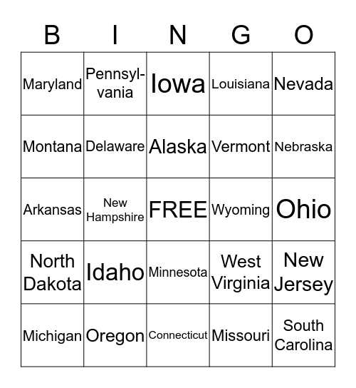 Road Trip License Plate BINGO Card