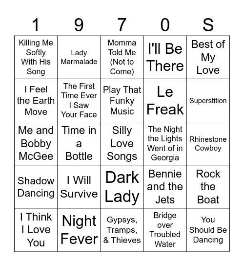 TOP HITS OF THE Bingo Card