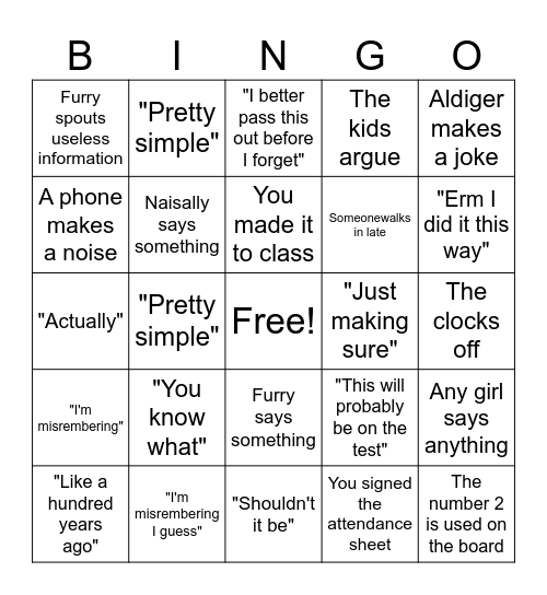 Erm Math Bingo Card