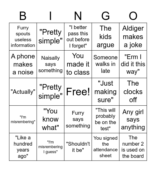 Erm Math Bingo Card