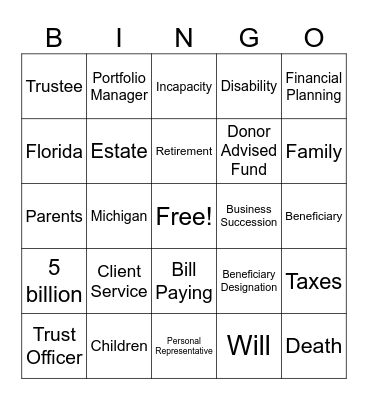 Wealth Advisory Services Bingo Card