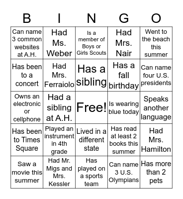 Bingo Card