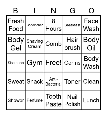 Hygiene Bingo Card