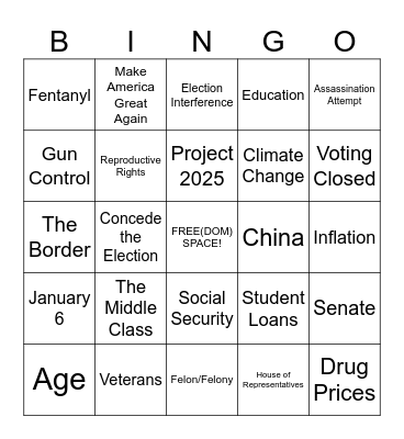 2024 Election BINGO Card