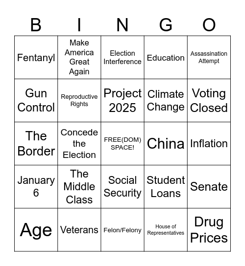 2024 Election BINGO Card