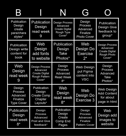 To - Do List 9 Bingo Card