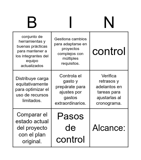 pafsa Bingo Card