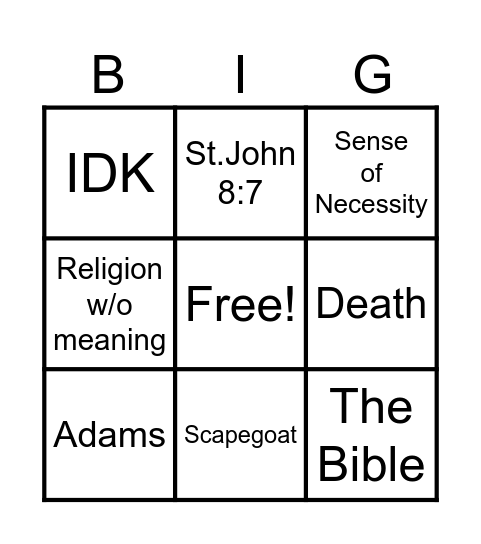 BIG Bingo Card