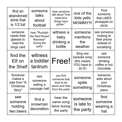 Christmas Party Bingo! Bingo Card