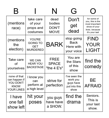 Doc Speech Bingo Card