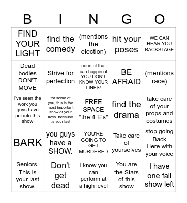 Doc Speech Bingo Card