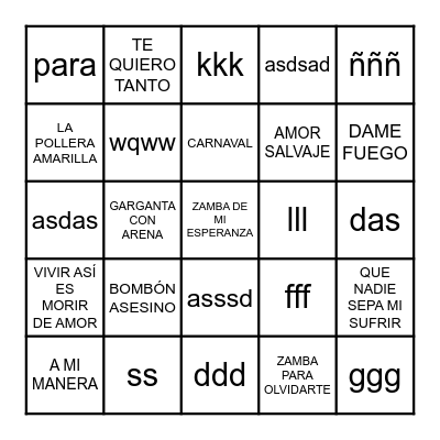 BINGO MUSICAL Bingo Card