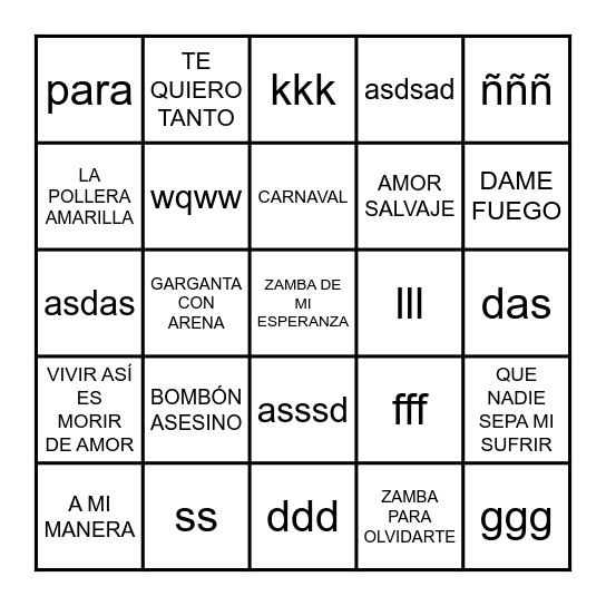 BINGO MUSICAL Bingo Card