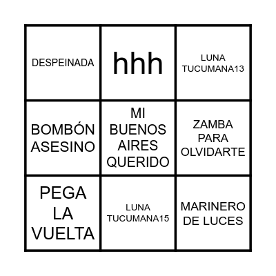 BINGO MUSICAL Bingo Card