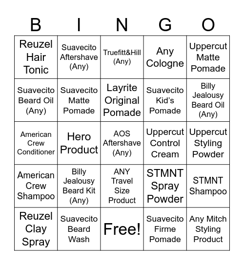 TG Bingo Card